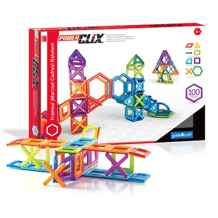 Guidecraft PowerClix Frames, Magnetic Building Set, 100 Pieces G9202